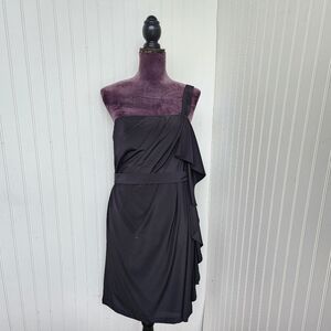 NWT $158 Gianni Bini One Shoulder Cocktail Dress Ruched Little Black Dress Sz 6